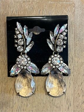 J. Crew Sparkling Crystal Teardrop Statement Earrings - Clear
